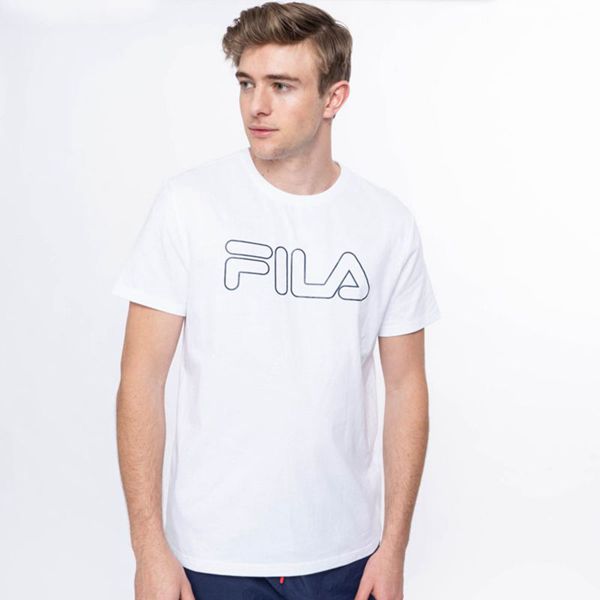 Camisetas Fila Homem Branco - Fila Outline Base Outlet Portugal,DCYT-37125